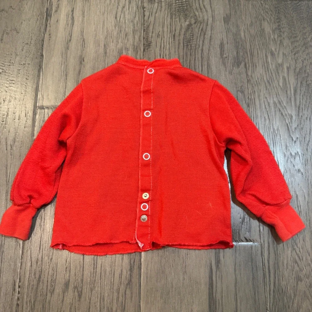 Vintage 70s Carters 24 Mo Red Footed Pajamas Set Matching Top Bottom Made in USA